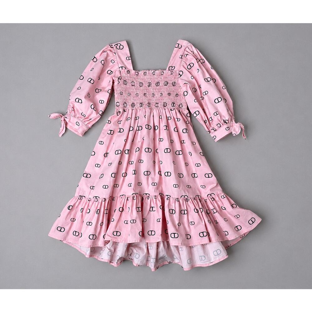 Twinset Milano Pink Logo Puff Sleeve Cotton Poplin Dress Girls 6 Yrs/116 cm